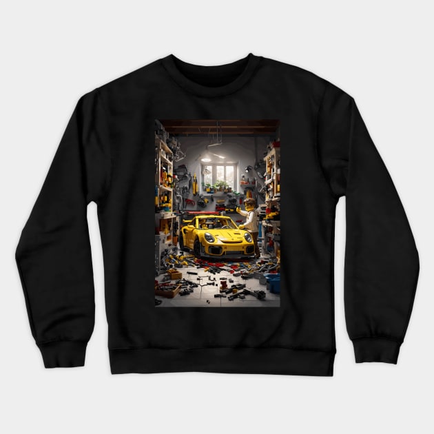 Technician German Sports Car Yellow Crewneck Sweatshirt by VENZ0LIC